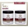 ECHOSLINE Seliar Keratin Lot de 2 masques post-traitement pour cheveux colorés et traités chimiquement 1000 ml 