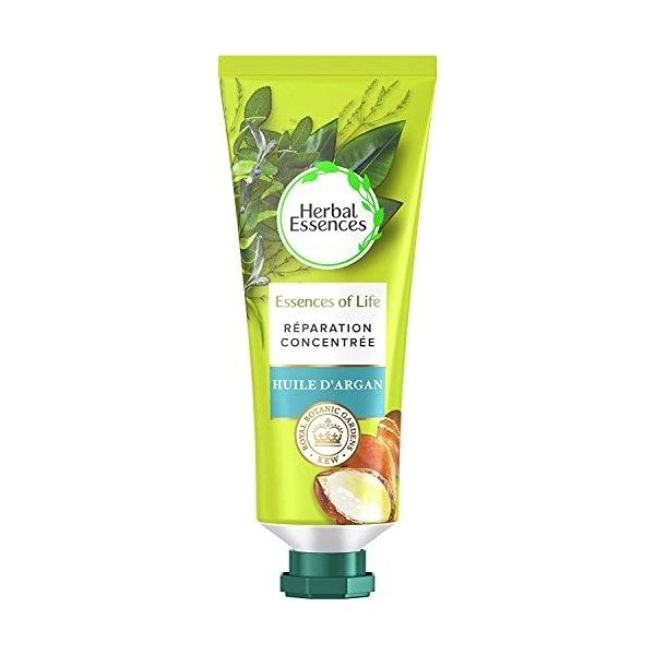 Herbal essences, masque cheveux réparation concentrée à l’huile d’argan, pour cheveux secs et abîmés, 25 ml