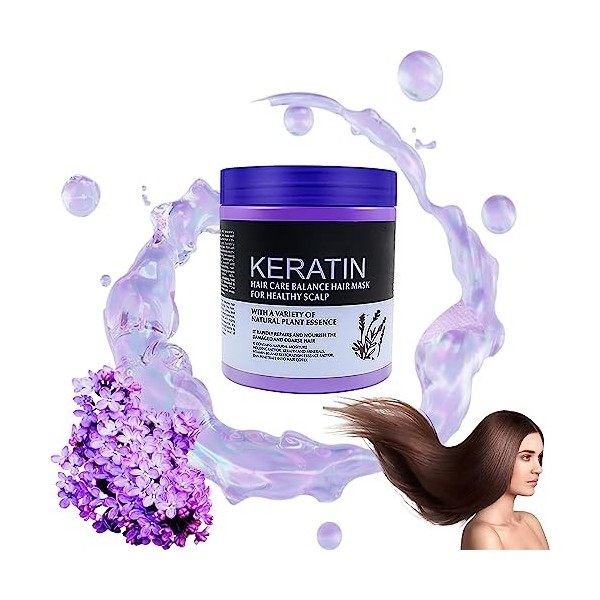 Wokali Keratin Hair Butter, Hair Care Balance Masque capillaire pour un cuir chevelu sain, avec une variété dessences végéta