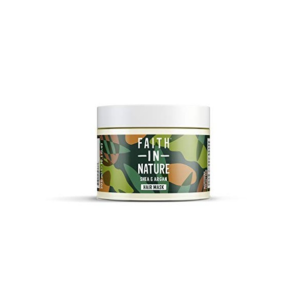 Faith In Nature Masque capillaire naturel de karité et dargan - Nourrissant - Végétalien et sans cruauté envers les animaux 