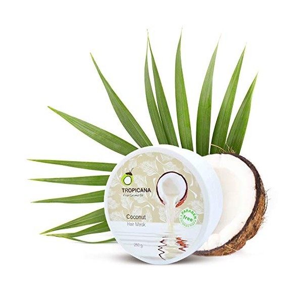 Tropicana Oil Masque Cheveux Naturel Pot 250g - Masque A l Huile de Coco Bio et Argan Enrichi en Multi-nutriments et Vitami