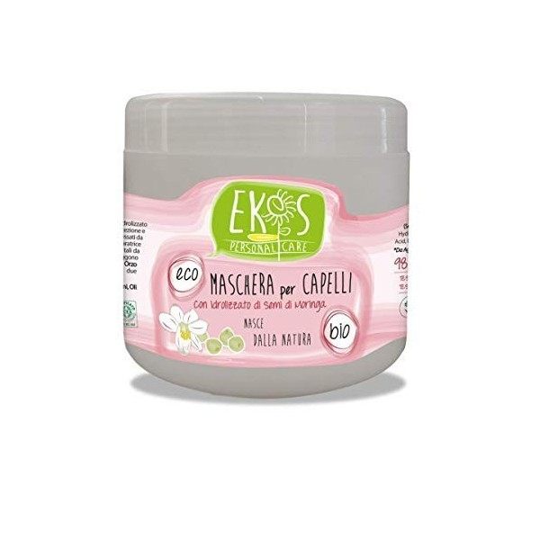 Ekos Masque pour cheveux Eco-Bio-Vegan avec hydrolysé de graines de moringa 500 ml.