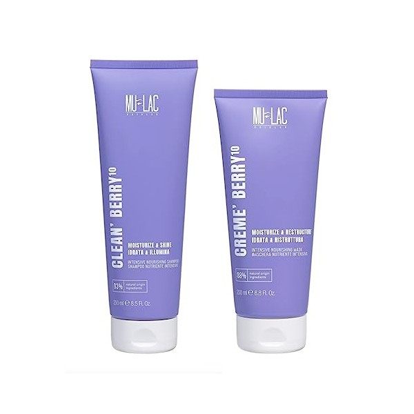 Mulac Cosmetics CLEANBERRY 10 Shampooing Nourrissant 250 ml + CREMEBERRY 10 Masque Cheveux Nourrissant 200 ml VEGAN