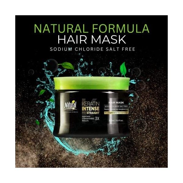 Natural Formula Kératin Intense Repair Masque capillaire - Masque lissant infusé à la kératine - Masque de crème capillaire s