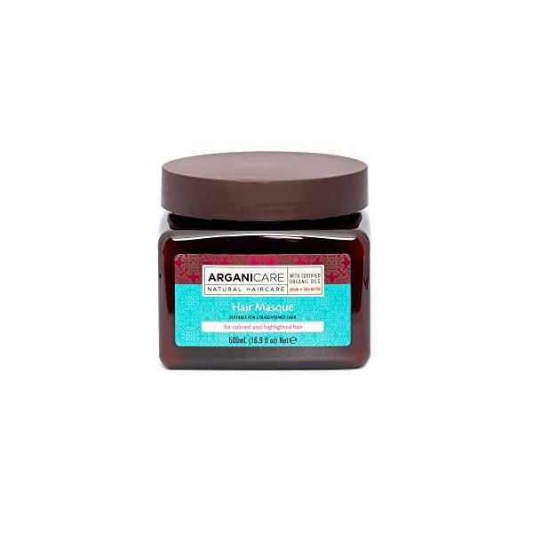 ARGANICARE - Masque Nourrissant Cheveux à lHuile dArgan - Soin Cheveux Colorés - Pot 500 ml