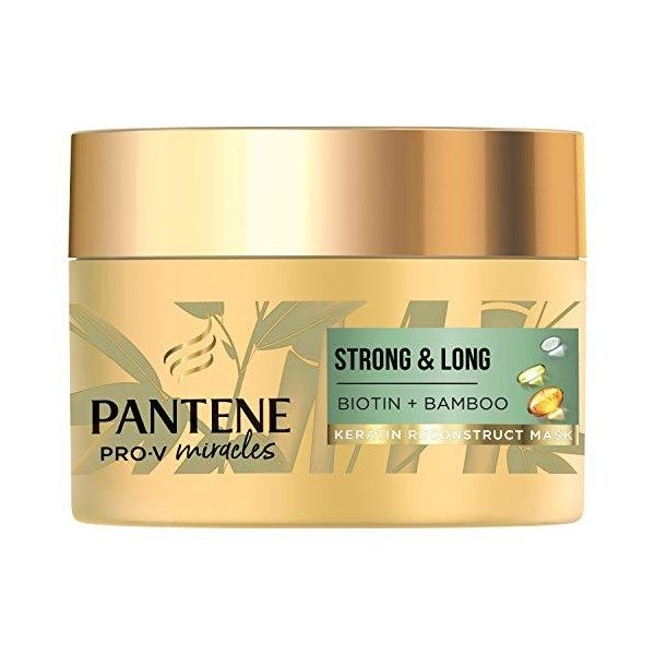 Pantene Miracles Strong & Long Masque capillaire à la kératine avec bambou et biotine aide à réduire la perte de cheveux. Tra