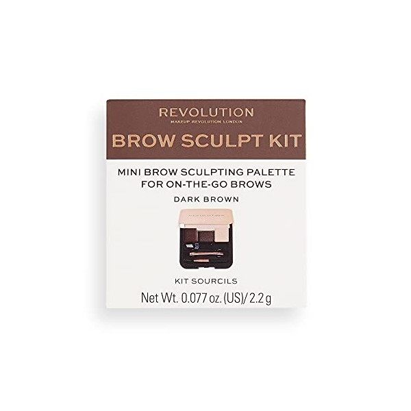 Makeup Revolution, Kit de sculpture des sourcils, foncé, 2,2g