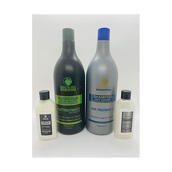 Afro Brazilian System Traitement de lissage des cheveux à la kératine multi-taille 2 X 100ML Shampooing et kératine 