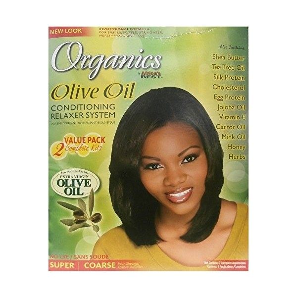 Africas Best Organics Crème lissante à lhuile dolive 2 kits de relaxation Super / Coarse