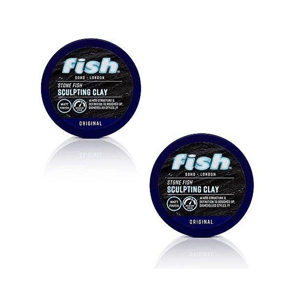 Fish Original Stone Fish Sculpting Clay, For Roughed Up and Dishevelled Styles, Medium Hold, Matt Finish, Fine Hair, Cruelty 