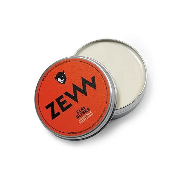 Zew For Men, Matte Clay Natural Strong Hold, with Activated Carbon, Plant Based Oils, Removes Greasiness, Orange Zest & Sanda