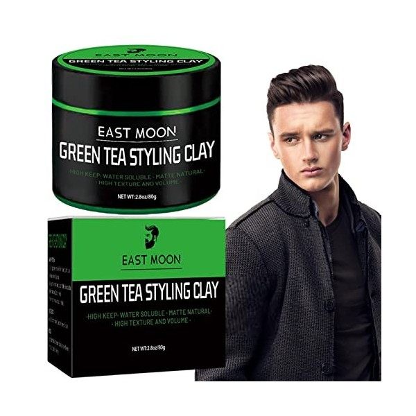 Argile à modeler les cheveux,Produit pour cheveux en argile mate au thé vert Argile pour cheveux pour hommes | Finition mate 