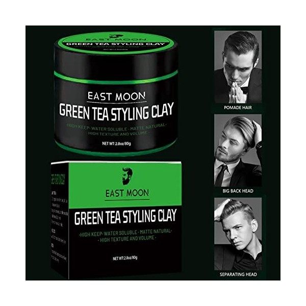 Argile à modeler les cheveux,Produit pour cheveux en argile mate au thé vert Argile pour cheveux pour hommes | Finition mate 