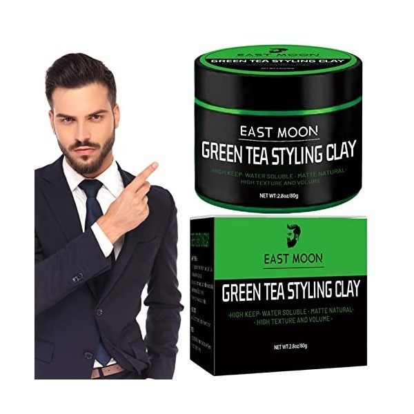 Argile coiffante au thé vert | Argile mate cheveux thé vert pour hommes,Finition mate à largile coiffante pour texturiser le