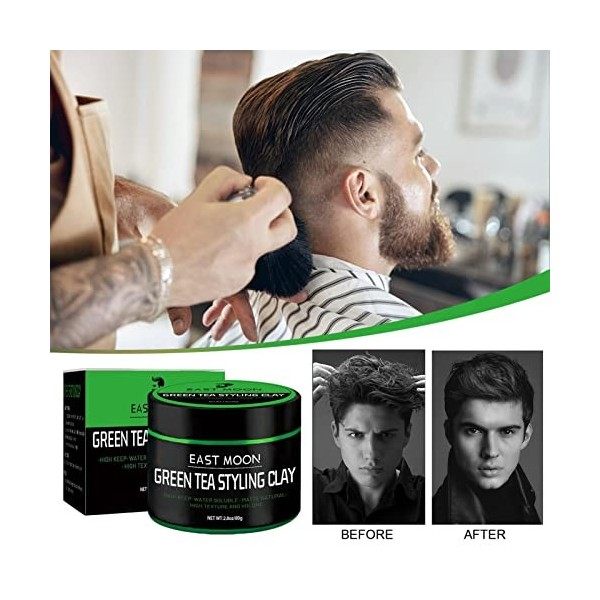 Pommade dargile | Produit pour cheveux en argile mate au thé vert Argile pour cheveux pour hommes,Finition mate à largile c