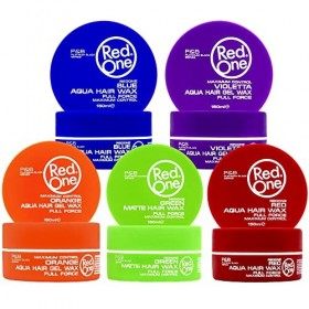 Redone Aqua & Matte Wax Series Lot de 5 cires coiffantes pour cheveux Bleu, Violetta, Orange, Vert mat, Rouge 150 ml | Contrô...