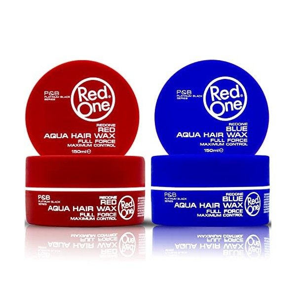 RedOne Cire Aquatique Coiffante Rouge & Bleu 150 ml | Contrôle des bords | Cire de gel pour les cheveux | Ultra-tenue | Parfu...