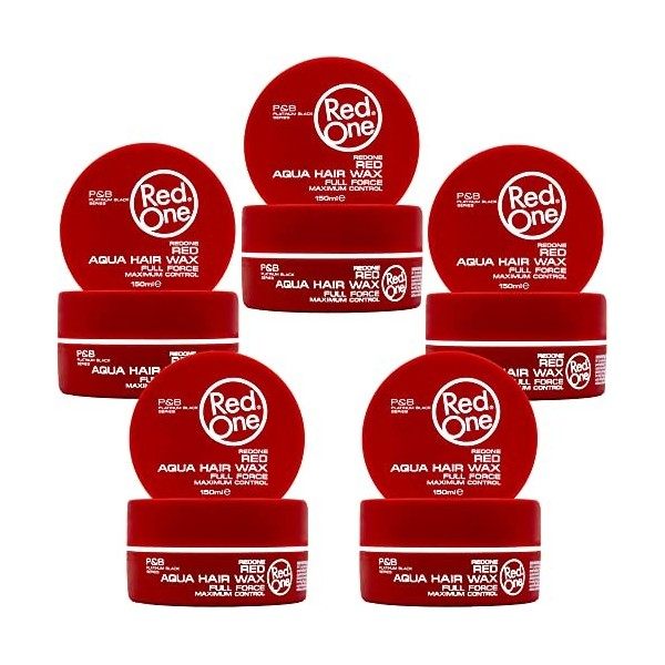 Red One Max Control - Lot de 5 cires à cheveux Aqua - Rouge - 150 ml Cires coiffantes