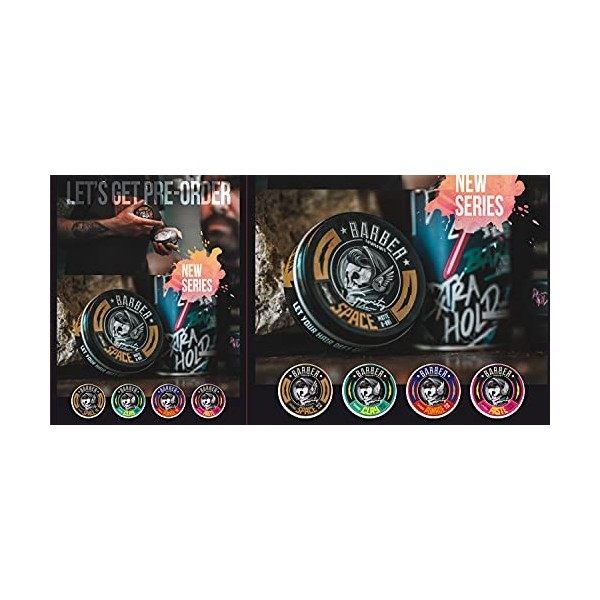 BARBER MARMARA SPACE Hair Wax 100ml - Concrete Clay - Fixation super forte - Finition matte - Cire Cheveux Homme Clay Pommade...