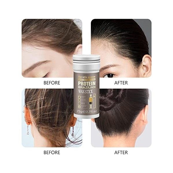 Bâton de Cire pour Cheveux, Wax Stick pour Cheveux, Bâton de Pommade Capillaire, Bâton de Cire Coiffante, Cire de Finition po...