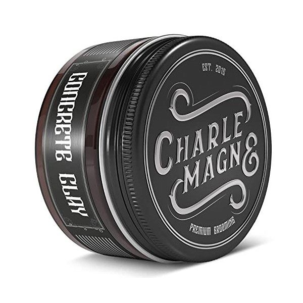Charlemagne Concrete Clay - Fixation super forte - Finition matte - Cire Cheveux Homme Clay Pommade Matt pour hommes - Cire c...