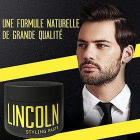 LINCOLN Cire coiffante homme - Cire cheveux homme - Pâte coiffante pour homme Naturelle - Cire coiffante bio - Cire mat cheve...