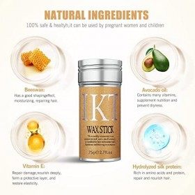Wax Stick pour cheveux 2,7Oz 75g, bâton de pommade capillaire, Cire à coiffer, Cire à coiffer, Fixation portable de cire à ch...