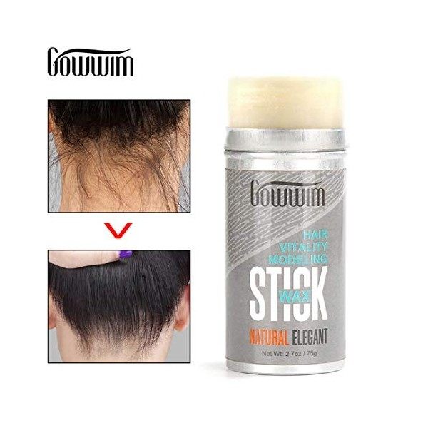 gowwim Wax Stick pour cheveux, bâton de pommade capillaire, bâton de cire coiffante, doux avec un parfum léger 2,7Oz 75g. Cir...