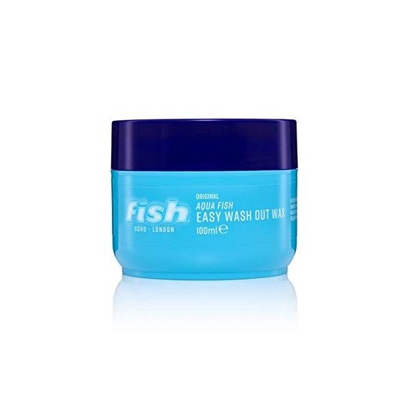 Fish Original Aqua Fish Easy Wash Out Wax, Sculpt Shape and Mould, Medium Hold, Gloss Finish, Fine Hair, Cruelty Free and Veg