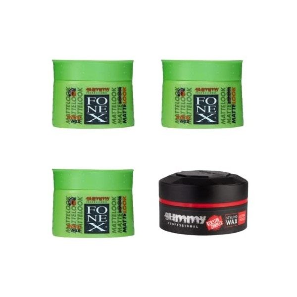 Fonex Gummy Styling Wax Ultra Hold Lot de 3 flacons de cire coiffante mate 100 ml Cires coiffantes