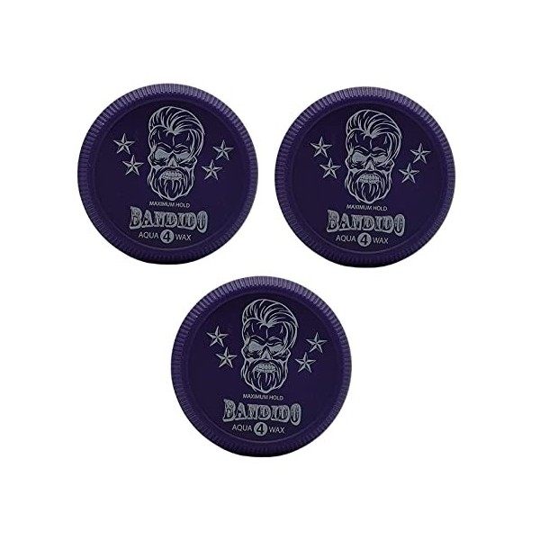 Bandido Aqua Hard Wax Violetta - Lot de 3 pots de cire pour cheveux Cires coiffantes