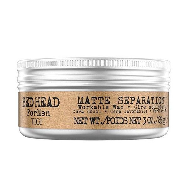 Bed Head For Men by TIGI - Matte Separation Cire coiffante - Produit coiffant professionnel à longue tenue pour homme - Formu...