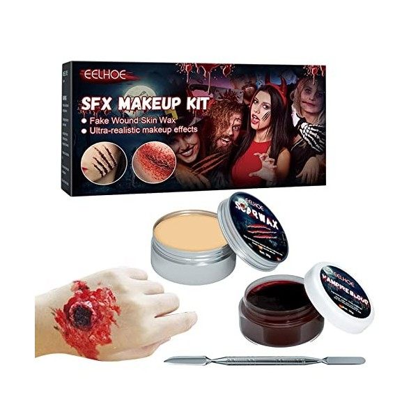 Cyhamse 2 Pcs Faux Gel de Sang,Maquillage Vampire SFX | Faux Sang Gel SFX Halloween Vampire Maquillage Faire des Cicatrices A