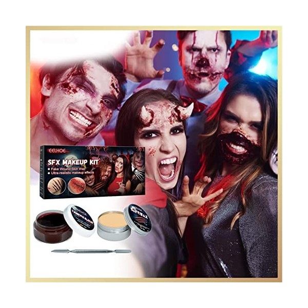 Cyhamse 2 Pcs Faux Gel de Sang,Maquillage Vampire SFX | Faux Sang Gel SFX Halloween Vampire Maquillage Faire des Cicatrices A