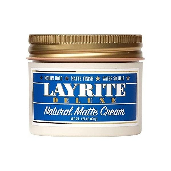 Layrite Natural Matte Cream 120g | Arrêt Moyen | Soluble Fans Leau | Fini Mat