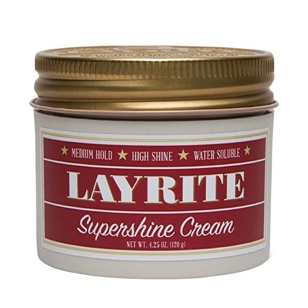 Layrite Supershine Crème 120g | Arrêt Moyen | Soluble dans Leau | Haute Brillanc