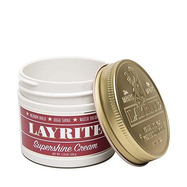 Layrite Supershine Crème 120g | Arrêt Moyen | Soluble dans Leau | Haute Brillanc