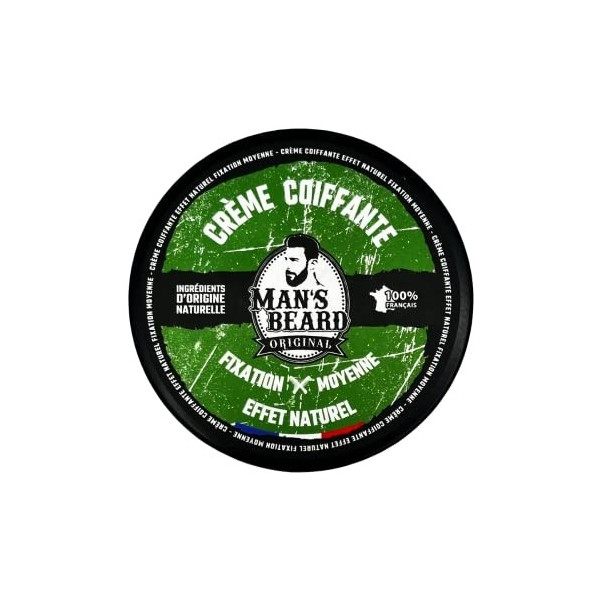 mans beard - Crème coiffante fixation moyenne pour cheveux - Ingrédients dorigine naturelle - 90 ml - 100% Fabriqué en Fran