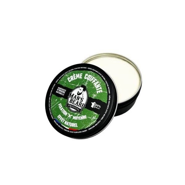 mans beard - Crème coiffante fixation moyenne pour cheveux - Ingrédients dorigine naturelle - 90 ml - 100% Fabriqué en Fran