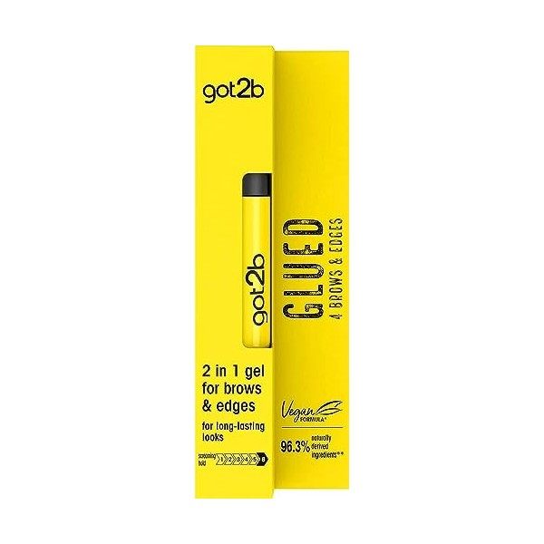 Schwarzkopf got2b Colle 2 en 1 pour pose de bords et coiffage des sourcils, tenue 72 heures, sans résidus blancs ni collants,