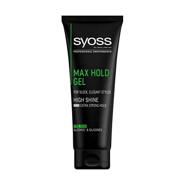 Syoss Gel Max Hold 6 x 250 ml , Herren Haargel mit 48 h extra starkem Halt & Glanz für gepflegte Styles, Haargel für Männer 