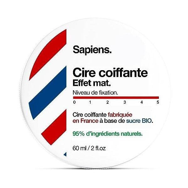 Cire Cheveux Homme 60ml - Fixation Forte 5/5 Effet Mat - Cire Coiffante Homme Fabriquée en France à base dingrédients nature