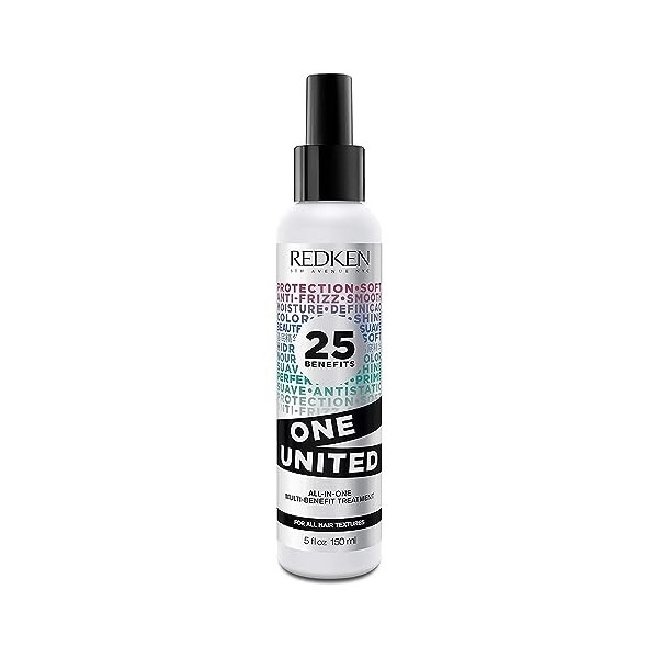 REDKEN, Soin Sans Rinçage Tout en Un One United, Soin Multi-Bénéfices Enrichi en Noix de Coco, Spray Thermo-Protecteur, Nourr