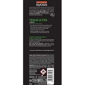 Syoss - Spray Laque Cheveux Coiffant - Tenue Ultra - Coiffures ultra résistantes - Fixation ultra forte - Aérosol 400 ml