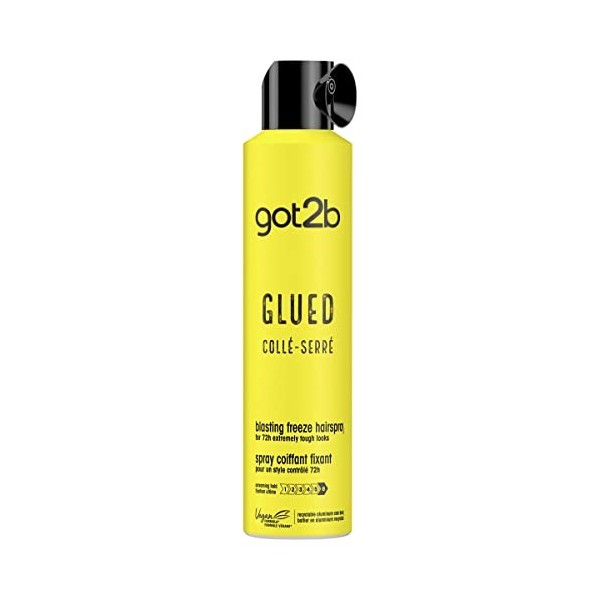 Schwarzkopf - Got2b - Spray Coiffant Fixant Glued Collé-Serré - Ne Colle Pas - Fixation Ultime - Formule Végane - Coiffant Ch