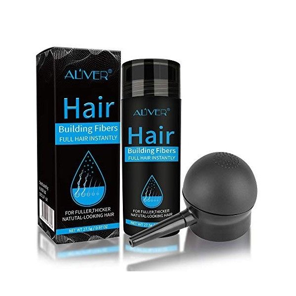 Fibres de renforcement des cheveux, Spray pour cheveux noirs, complets instantanément en fibre de qualité professionnelle