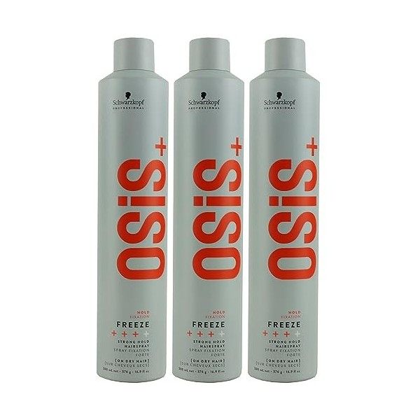 Schwarzkopf Osis Lot de 3 sprays pour cheveux – Freeze – Strong Hold – 500 ml