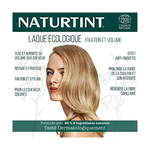 Naturtint Laque Coinffante - Plus de Volume et de Luminosité, Résultats Naturels, Effet Anti-Frisottis, 99% dIngrédients Nat