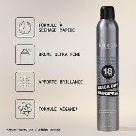 Redken, Spray Fixant Instantanée Aérosol, Fini Léger & Brillant, Séchage Rapide, Pour Tous Types de Cheveux, Quick Dry, 400 m