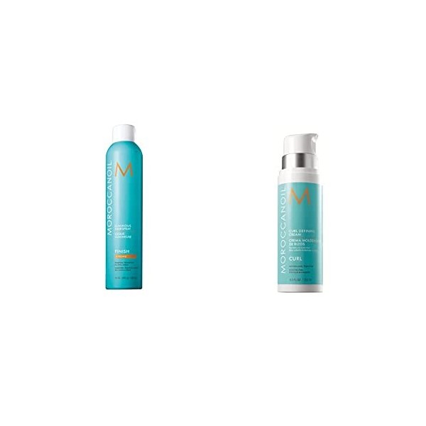 Moroccanoil Spray pour cheveux Luminous Strong, 330 ml & Crème Modelage des Boucles, Flacon de 250 ml